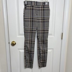 H&M Black and Tan Checkered Cropped Pants